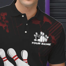 Load image into Gallery viewer, Black and Red bowling shirts for men Custom bowling team league jerseys, gift for bowlers NQS9402