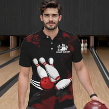 Load image into Gallery viewer, Black and Red bowling shirts for men Custom bowling team league jerseys, gift for bowlers NQS9402