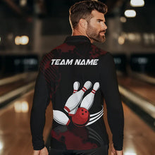 Load image into Gallery viewer, Black and Red bowling shirts for men Custom bowling team league jerseys, gift for bowlers NQS9402