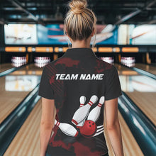 Load image into Gallery viewer, Black and Red bowling shirts for Women Custom bowling team league jerseys, gift for bowlers NQS9402