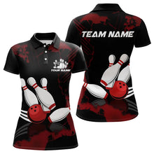 Load image into Gallery viewer, Black and Red bowling shirts for Women Custom bowling team league jerseys, gift for bowlers NQS9402