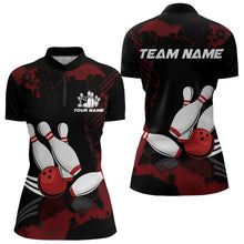 Load image into Gallery viewer, Black and Red bowling shirts for Women Custom bowling team league jerseys, gift for bowlers NQS9402