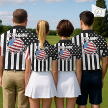 Load image into Gallery viewer, Women golf polo shirts custom Red, white and black American flag ladies golf tops, best golf gifts NQS11486