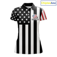 Load image into Gallery viewer, Women golf polo shirts custom Red, white and black American flag ladies golf tops, best golf gifts NQS11486