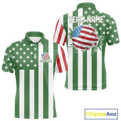 Men's golf polo shirts custom Red, white and green American flag mens golf tops, best golf gifts NQS11487