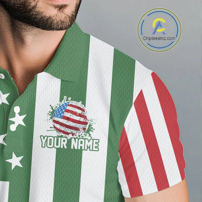 Men's golf polo shirts custom Red, white and green American flag mens golf tops, best golf gifts NQS11487