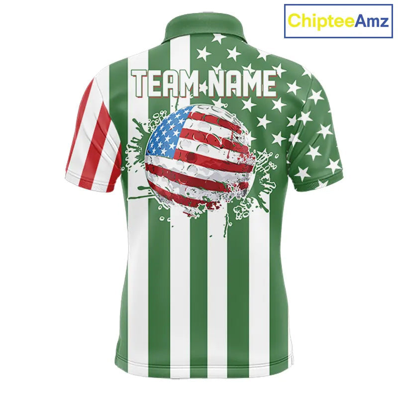 Men's golf polo shirts custom Red, white and green American flag mens golf tops, best golf gifts NQS11487