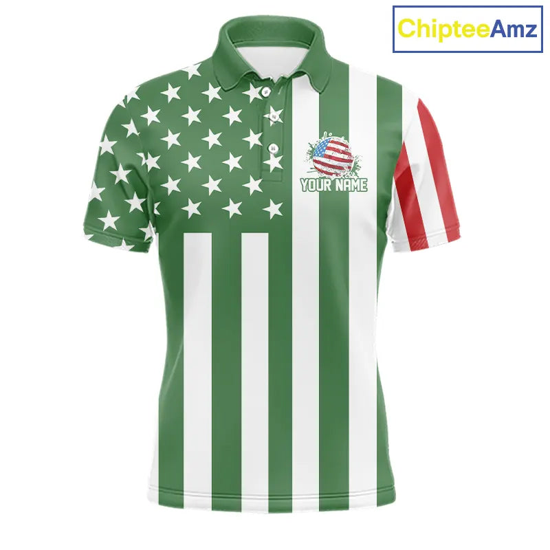 Men's golf polo shirts custom Red, white and green American flag mens golf tops, best golf gifts NQS11487