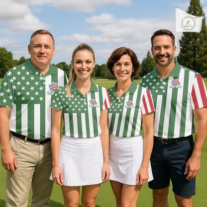 Men's golf polo shirts custom Red, white and green American flag mens golf tops, best golf gifts NQS11487