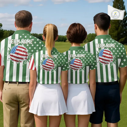 Men's golf polo shirts custom Red, white and green American flag mens golf tops, best golf gifts NQS11487