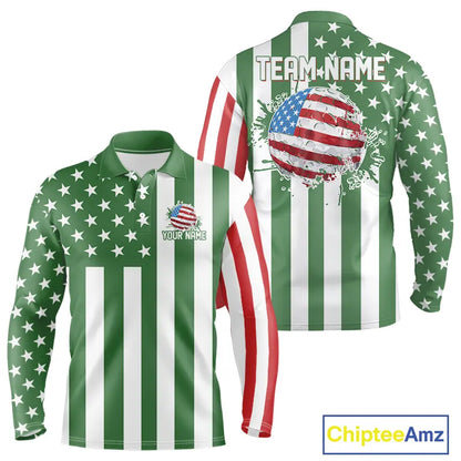 Men's golf polo shirts custom Red, white and green American flag mens golf tops, best golf gifts NQS11487