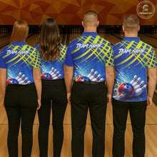 Load image into Gallery viewer, Personalized Blue And Green Bowling shirts for men bowling team league jerseys, bowling gifts for men NQS11494