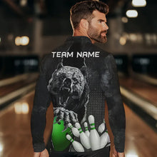 Load image into Gallery viewer, Black Bear grunge pattern Custom Men Bowling Polo, 1/4 Zip Shirts Bowling Team Jerseys Outfits | Green NQS9408