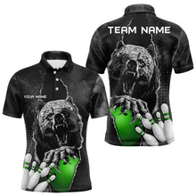 Load image into Gallery viewer, Black Bear grunge pattern Custom Men Bowling Polo, 1/4 Zip Shirts Bowling Team Jerseys Outfits | Green NQS9408