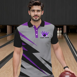 Purple lightning Bowling Polo, Quarter Zip shirts For Men custom bowling team jerseys Bowler Outfits NQS9412