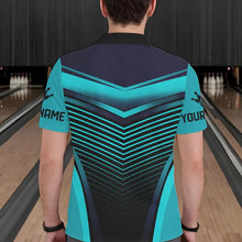 Load image into Gallery viewer, Cyan Blue Bowling Polo, Quarter Zip shirts For Men custom bowling team jerseys, Gift for Bowlers NQS9414