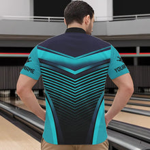 Load image into Gallery viewer, Cyan Blue Bowling Polo, Quarter Zip shirts For Men custom bowling team jerseys, Gift for Bowlers NQS9414