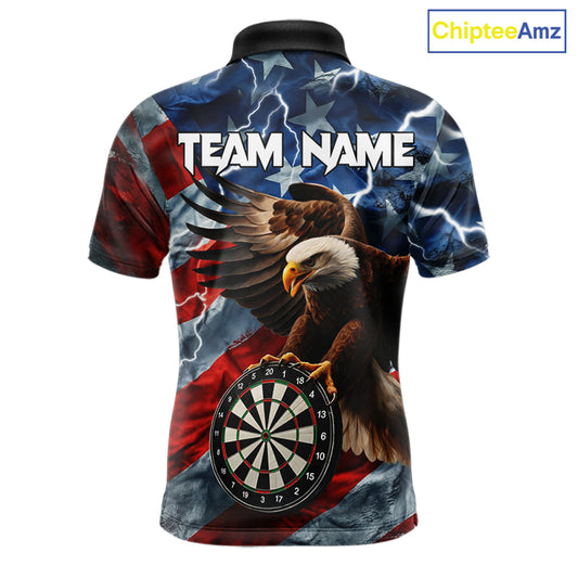 American Flag Eagle Lightning Thunder Dart Shirts For Men Custom Patriotic Dart Team Jerseys NQS11504
