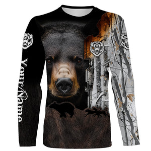 Black bear hunting dog winter camo Customize 3D All Over Printed Shirts Personalized hunting apparel NQS1689