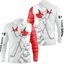Load image into Gallery viewer, Mens golf polo shirts custom white golf ball skin Canadian flag patriot golf clubs mens golf apparel NQS7493