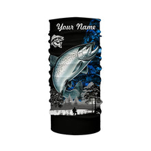 Load image into Gallery viewer, Chinook Salmon( King Salmon) Fishing blue camo Customize name UV protection performance fishing shirts NQS1987