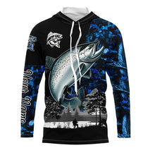 Load image into Gallery viewer, Chinook Salmon( King Salmon) Fishing blue camo Customize name UV protection performance fishing shirts NQS1987