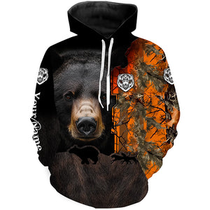 Black bear hunting dog orange camo Custom Name 3D All Over Printed Shirts Personalized hunting apparel NQS4169