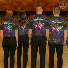 Load image into Gallery viewer, Colorful Skull bowling jerseys Bowling Shirts for Women Custom Bowling Team shirts for bowlers NQS11293