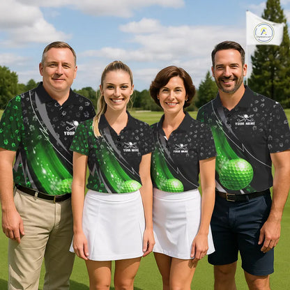 Black & Green Shamrock pattern Golf Polo Shirts For Men Custom St Patrick team men's golf clothes NQS11514