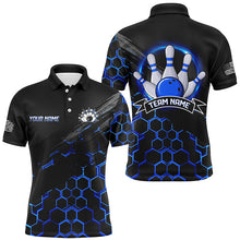 Load image into Gallery viewer, Bowling Jerseys For Men Custom Bowling Polo, Quarter-Zip Shirt Team Bowlers, Bowling Apparel | Blue NQS8513
