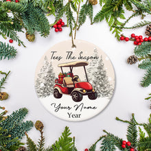 Load image into Gallery viewer, Funny Christmas ornament golf cart custom name and year Tees the season Golfer Christmas ornament NQS8764