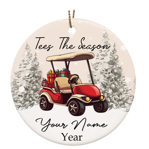 Funny Christmas ornament golf cart custom name and year Tees the season Golfer Christmas ornament NQS8764