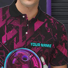 Load image into Gallery viewer, Bowling Polo, Quarter Zip Shirt For Men Custom pink and blue abstract Bowling Team league Jerseys NQS9423