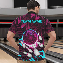 Load image into Gallery viewer, Bowling Polo, Quarter Zip Shirt For Men Custom pink and blue abstract Bowling Team league Jerseys NQS9423