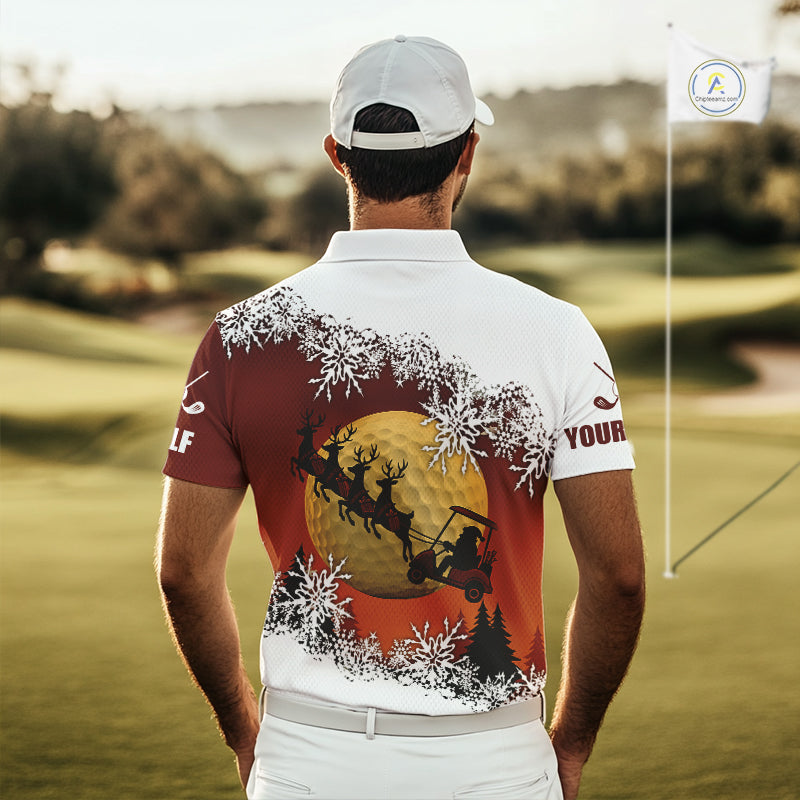 Christmas Golf Polo Shirts For Men Custom Mens Golf Outfit, Christmas Golf Gifts NQS10926