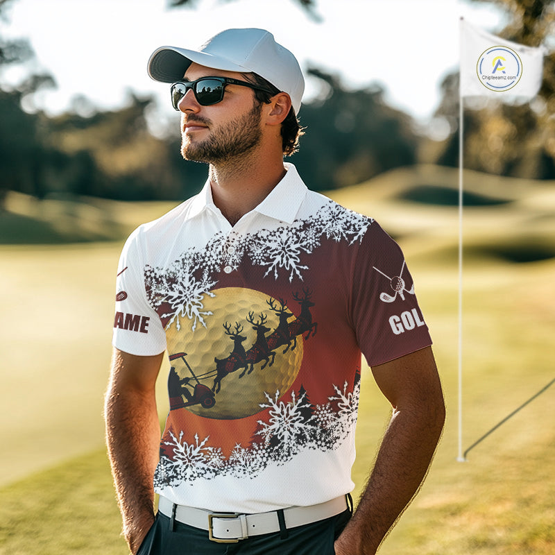 Christmas Golf Polo Shirts For Men Custom Mens Golf Outfit, Christmas Golf Gifts NQS10926