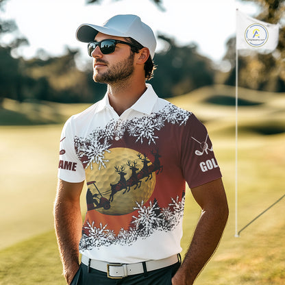 Christmas Golf Polo Shirts For Men Custom Mens Golf Outfit, Christmas Golf Gifts NQS10926