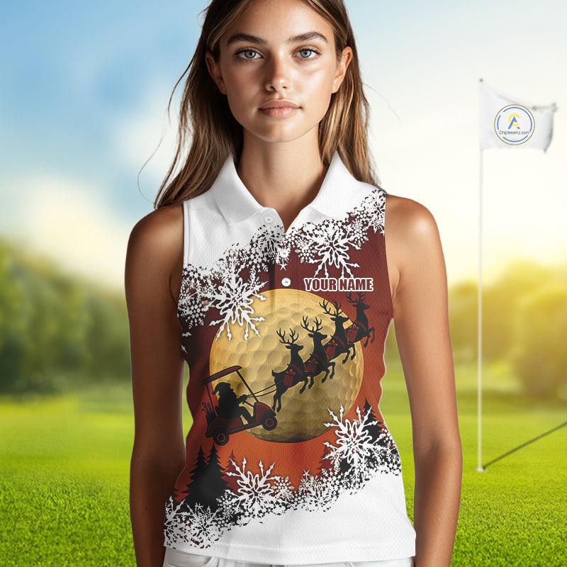 Christmas Sleeveless Golf Polo Shirts For Women Custom Ladies Golf Outfit, Christmas Golf Gifts NQS10926