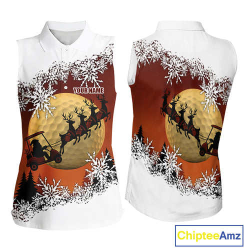 Christmas Sleeveless Golf Polo Shirts For Women Custom Ladies Golf Outfit, Christmas Golf Gifts NQS10926