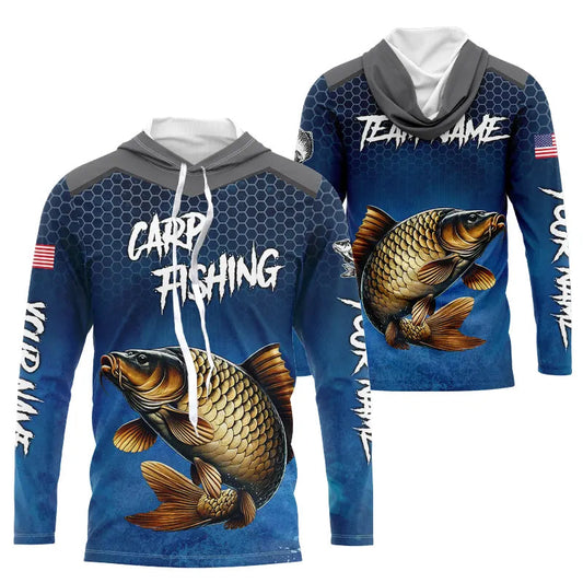 Blue camo Carp fishing Custom performance long sleeve team Carp fishing tournament shirts NQS9238