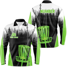 Load image into Gallery viewer, Mens Disc golf polo shirts custom black chain disc golf jerseys, disc golf outfit | Green NQS7518