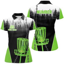 Load image into Gallery viewer, Womens Disc golf polo shirts custom black chain disc golf jerseys,disc golf outfit | Green NQS7518