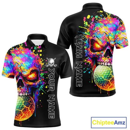 Colorful Skull Golf jerseys Black Golf polo shirts For Men Custom Team mens golf clothes NQS11318