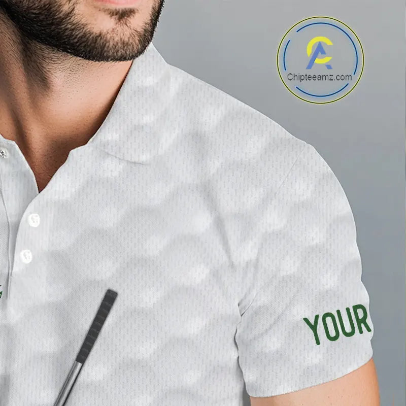 Green glitter Leopard skin pattern custom name white Mens golf polo shirts, team golf tops for men NQS11527