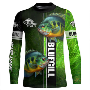 Bluegill fishing green camo shirt Custom Long Sleeve Fishing Shirts, fishing gifts for men, women, kid NQS5807