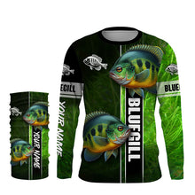 Load image into Gallery viewer, Bluegill fishing green camo shirt Custom Long Sleeve Fishing Shirts, fishing gifts for men, women, kid NQS5807