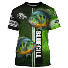 Load image into Gallery viewer, Bluegill fishing green camo shirt Custom Long Sleeve Fishing Shirts, fishing gifts for men, women, kid NQS5807