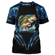 Load image into Gallery viewer, Largemouth bass fishing blue camo custom 3D All Over Printed Fishing Shirts, Bass fishing apparel NQS7898