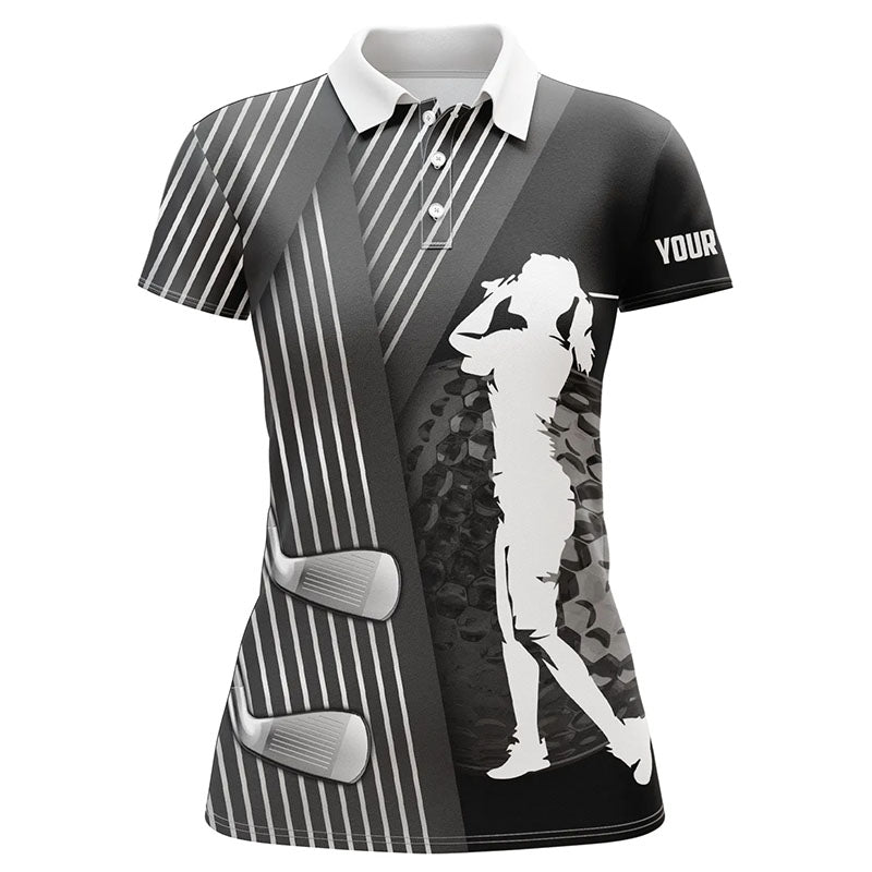 Black and white Women golf polo shirt custom golf clubs team golf shirts, golf tops for ladies NQS7899