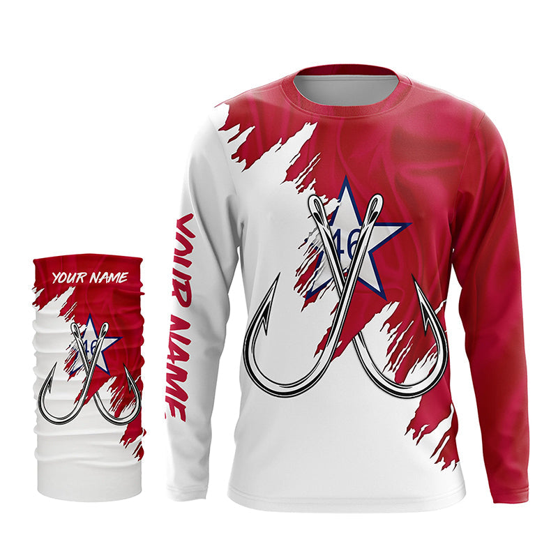 First Oklahoma flag OK Fishing Fish Hook UV protection custom long sleeve Patriotic fishing apparel NQS8331
